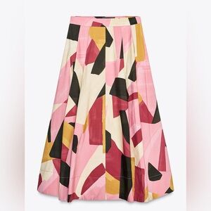 Zara Abstract Printed midi skirt zw collection cotton small 2183/048